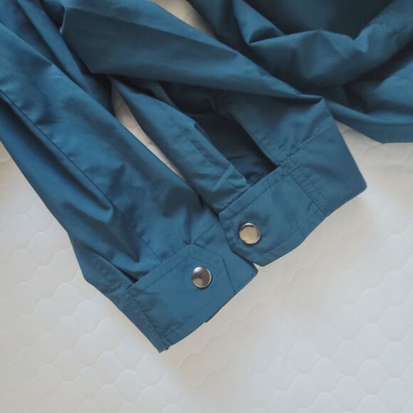 J.Jill Fit Blue Full Zip Hooded Windbreaker Rain Trench Coat Jacket Size XLT - Picture 6 of 8